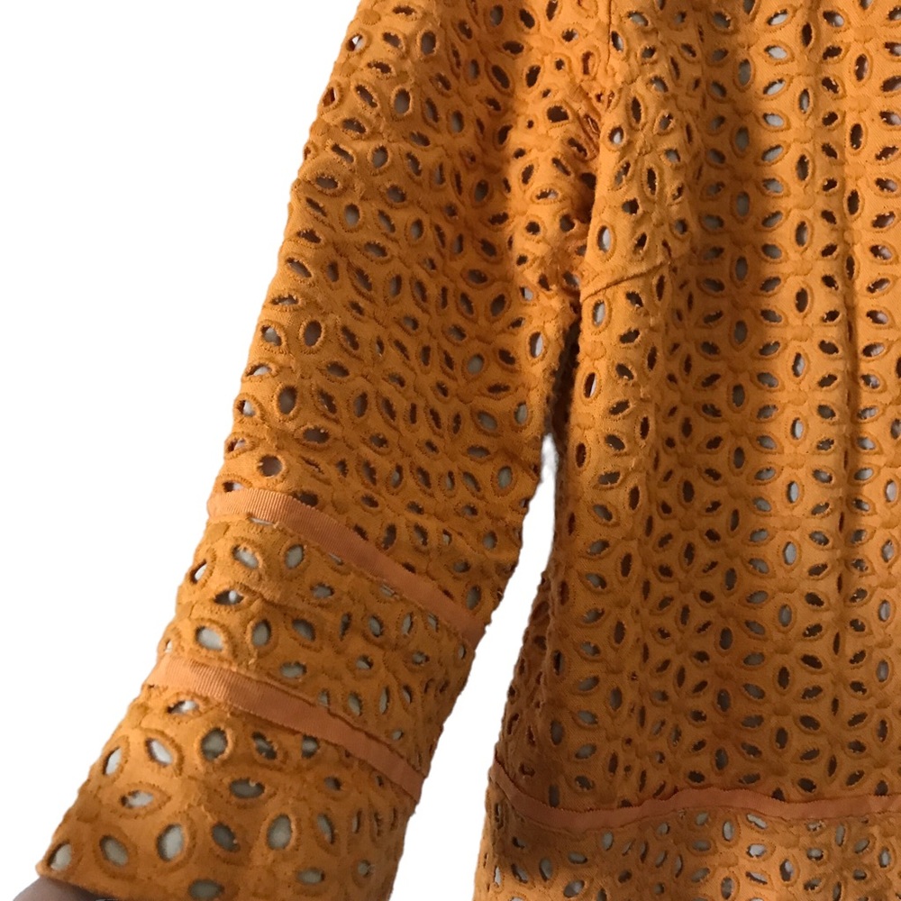 Chico’s Orange Eyelet embroidered Jacket blazer size M - Picture 15 of 15